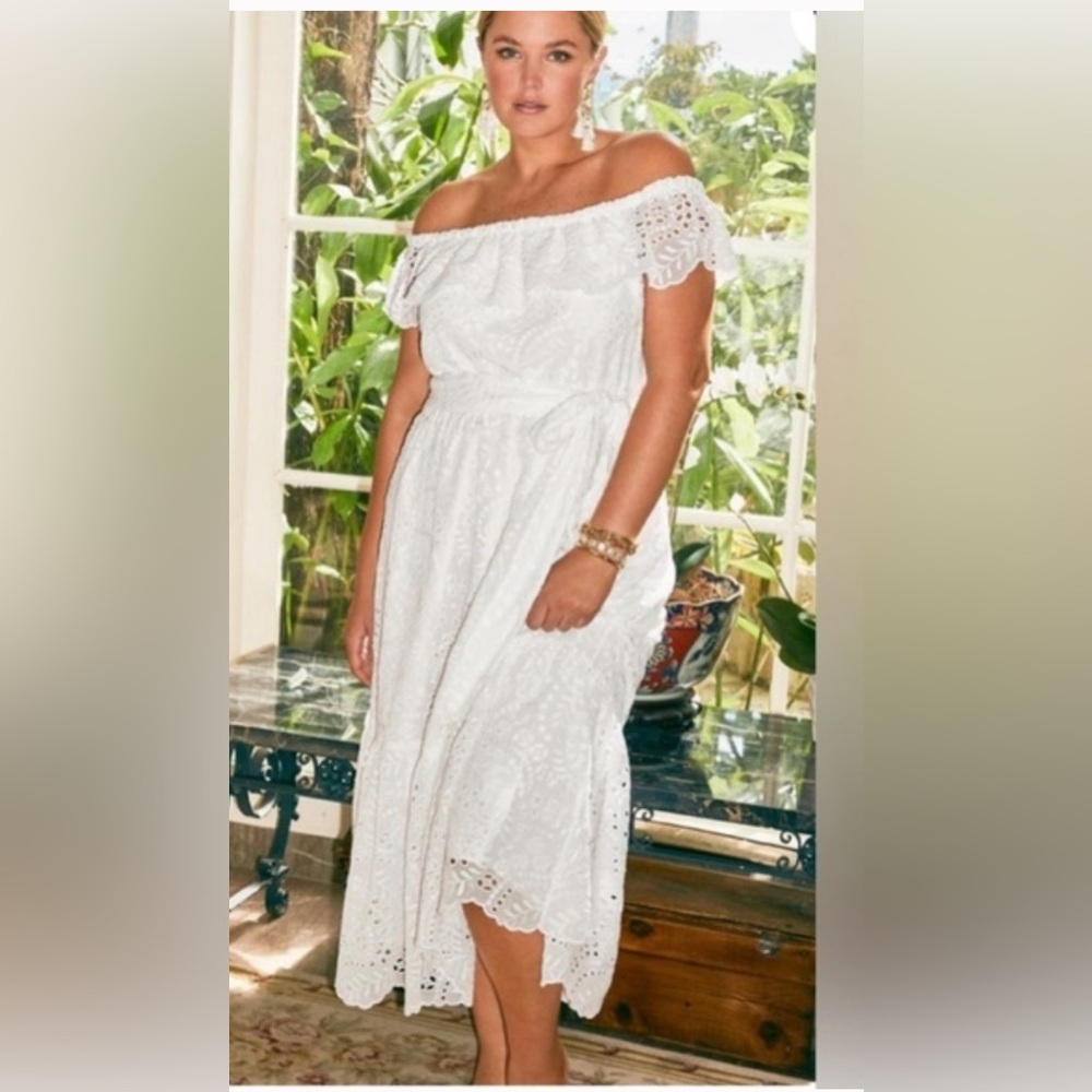 Lilly Pulitzer Geri Off-The-Shoulder Midi Dress🔥RARE 🔥